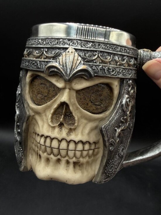 Other - Viking Warrior Skull Helmet Beer Stein Mug Cup Stainless Steel Lined Gothic
